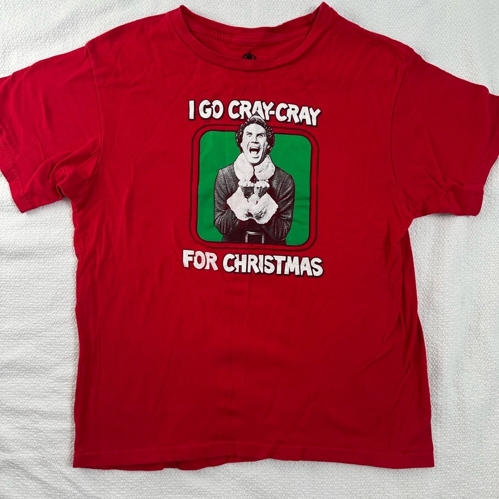Elf I Go Cray Cray for Christmas Kids XL Funny Holiday Graphic Tee Unisex